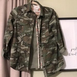 Camouflage Button-Up Top